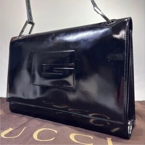 Gucci Glossy Black Leather Handbag